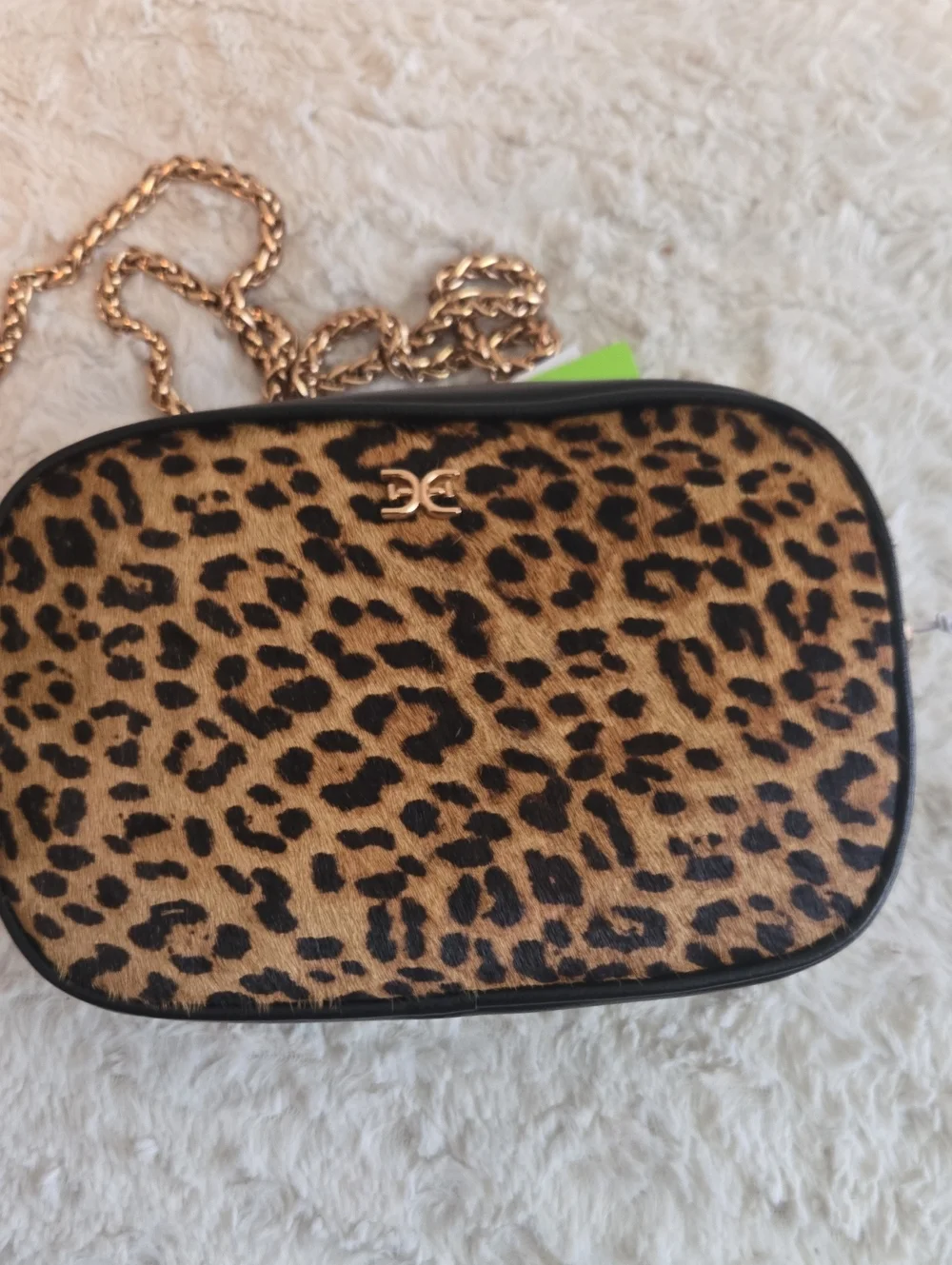 Sam Edelman 100% Calf Hair Crossbody with Gold Chain Strap